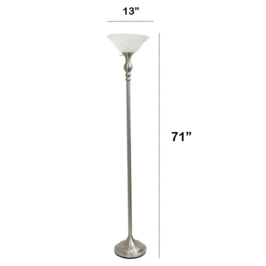 Kirkland's Home Brushed Nickel And Marbleized Glass Torchiere- Floor Lamps