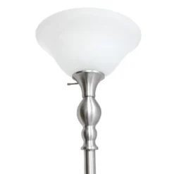 Kirkland's Home Brushed Nickel And Marbleized Glass Torchiere- Floor Lamps
