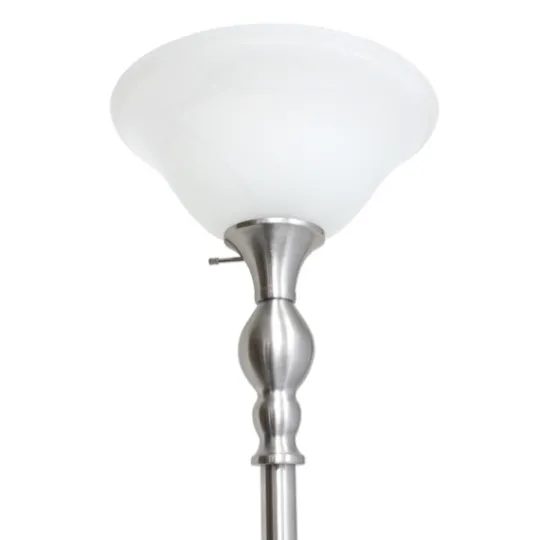 Kirkland's Home Brushed Nickel And Marbleized Glass Torchiere- Floor Lamps