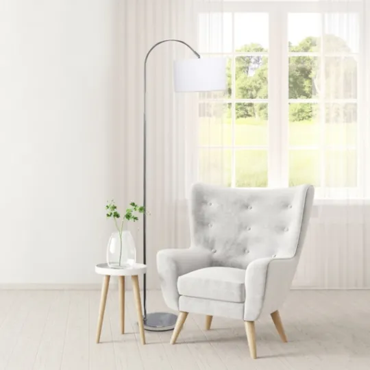 Kirkland's Home Brushed Nickel Arched Stem Floor Lamp- Floor Lamps