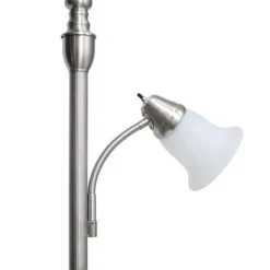 Kirkland's Home Brushed Nickel Base Marble Glass Shade Floor Lamp- Floor Lamps