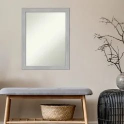 Kirkland's Home Brushed Nickel Modern Decorative Framed Mirror- Framed Mirrors