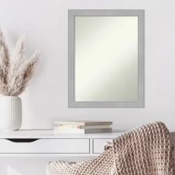 Kirkland's Home Brushed Nickel Modern Decorative Framed Mirror- Framed Mirrors