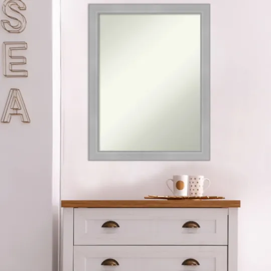 Kirkland's Home Brushed Nickel Modern Decorative Framed Mirror- Framed Mirrors