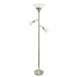 Kirkland's Home Brushed Nickel 3-Scallop Glass Floor Lamp- Floor Lamps