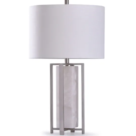 Kirkland's Home Brushed Steel And Gray Marble Table Lamp, 30 In.- Table Lamps