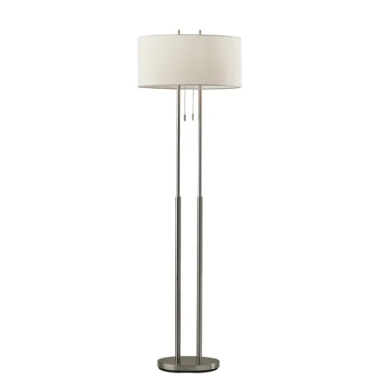 Kirkland's Home Brushed Steel Double-Bulb Oval Floor Lamp- Floor Lamps