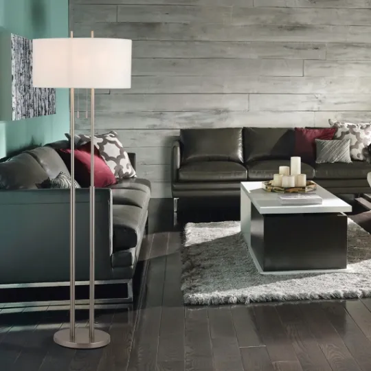 Kirkland's Home Brushed Steel Double-Bulb Oval Floor Lamp- Floor Lamps