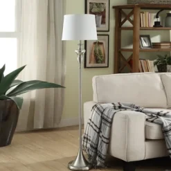 Kirkland's Home Brushed Steel Fluted Floor Lamp- Floor Lamps