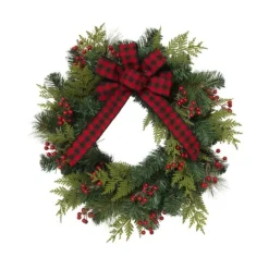Kirkland's Home Buffalo Check And Berries Christmas Wreath- Wreaths