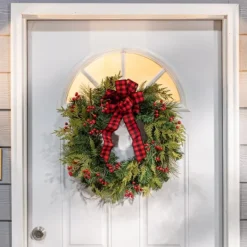 Kirkland's Home Buffalo Check And Berries Christmas Wreath- Wreaths