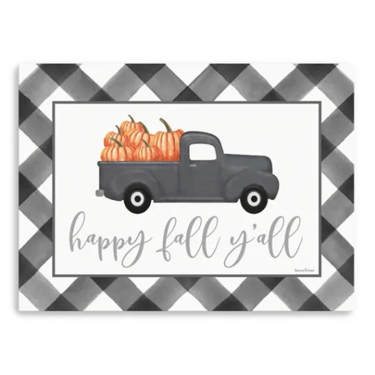 Kirkland's Home Buffalo Check Happy Fall Truck Giclee Canvas Print- Wall Quotes & Signs