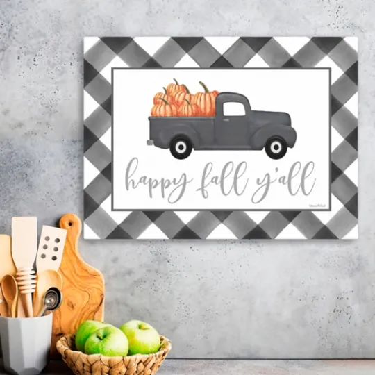 Kirkland's Home Buffalo Check Happy Fall Truck Giclee Canvas Print- Wall Quotes & Signs