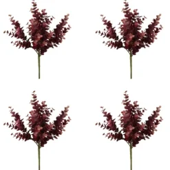 Kirkland's Home Burgundy Jade Leaf Sprays, Set Of 4- Stems & Bouquets