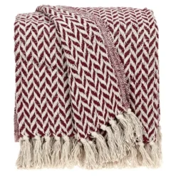 Kirkland's Home Burgundy Zig Zag Pattern Throw- Blankets & Throws