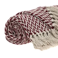 Kirkland's Home Burgundy Zig Zag Pattern Throw- Blankets & Throws