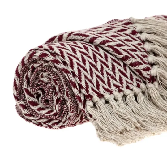 Kirkland's Home Burgundy Zig Zag Pattern Throw- Blankets & Throws