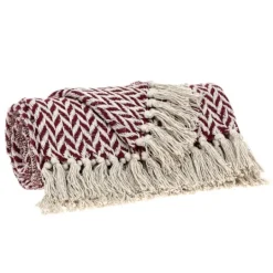 Kirkland's Home Burgundy Zig Zag Pattern Throw- Blankets & Throws