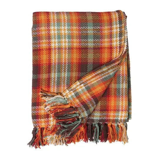 Kirkland's Home Burnt Harvest Plaid Throw- Blankets & Throws