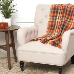 Kirkland's Home Burnt Harvest Plaid Throw- Blankets & Throws