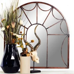 Kirkland's Home Burnt Iron Metal Curve Overlay Arched Mirror- Decorative Mirrors