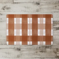 Kirkland's Home Burnt Orange Plaid Harvest Floor Mat- Kitchen & Floor Mats