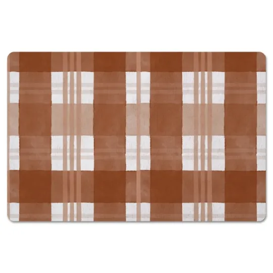 Kirkland's Home Burnt Orange Plaid Harvest Floor Mat- Kitchen & Floor Mats