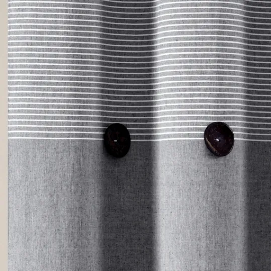 Kirkland's Home Button And Stripe Shower Curtain- Shower Curtains