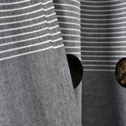 Kirkland's Home Button And Stripe Shower Curtain- Shower Curtains