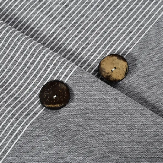Kirkland's Home Button And Stripe Shower Curtain- Shower Curtains