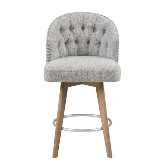 Kirkland's Home Button Tufted Back Swivel Counter Stool- Bar Stools & Counter Height Stools