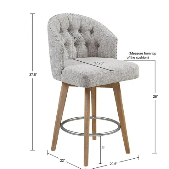 Kirkland's Home Button Tufted Back Swivel Counter Stool- Bar Stools & Counter Height Stools