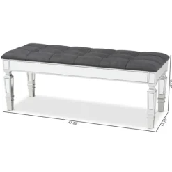 Kirkland's Home Button Tufted Bench With Mirrored Base- Benches & Ottomans