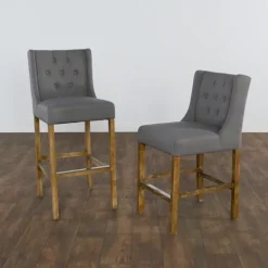 Kirkland's Home Button Tufted Kia Barstool- Bar Stools & Counter Height Stools