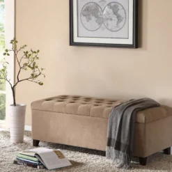 Kirkland's Home Button Tufted Storage Bench- Benches & Ottomans