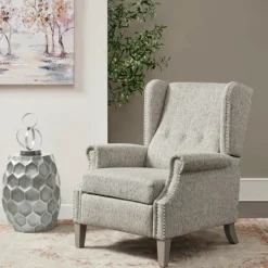 Kirkland's Home Button Tufted Upholstered Push Back Recliner- Accent Chairs