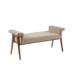 Kirkland's Home Button Tufted Wood Bench- Benches & Ottomans