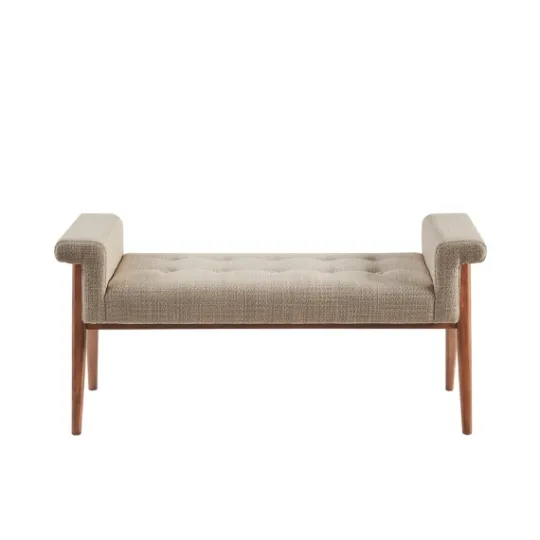 Kirkland's Home Button Tufted Wood Bench- Benches & Ottomans