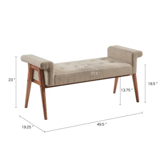 Kirkland's Home Button Tufted Wood Bench- Benches & Ottomans