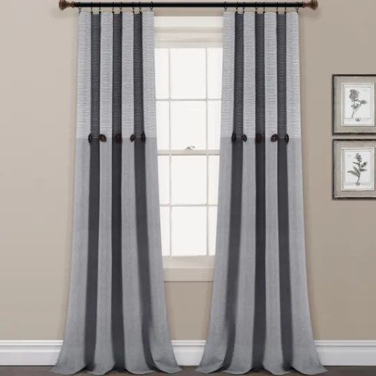 Kirkland's Home Buttons And Stripes Curtain Panel Set, 84 In.- Curtains & Drapes