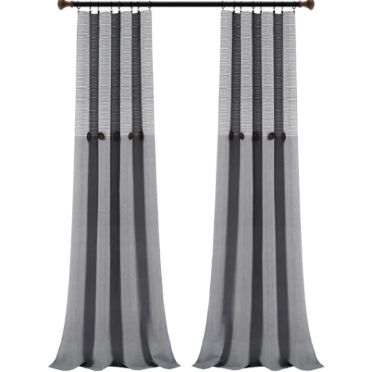 Kirkland's Home Buttons And Stripes Curtain Panel Set, 84 In.- Curtains & Drapes