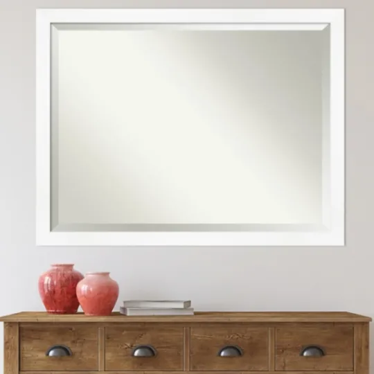 Kirkland's Home Cabinet White Narrow Frame Beveled Mirror- Decorative Mirrors