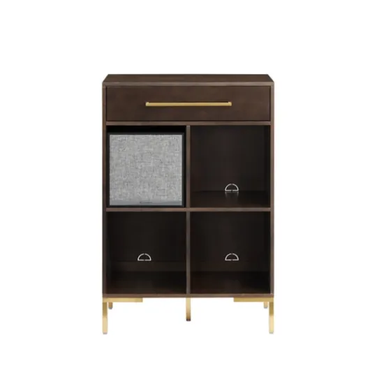 Kirkland's Home Cadence Gold Record Storage Bookcase With Speaker- Bookshelves