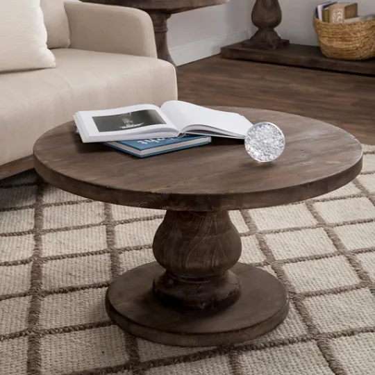 Kirkland's Home Calie Reclaimed Pine Round Coffee Table- Coffee Tables