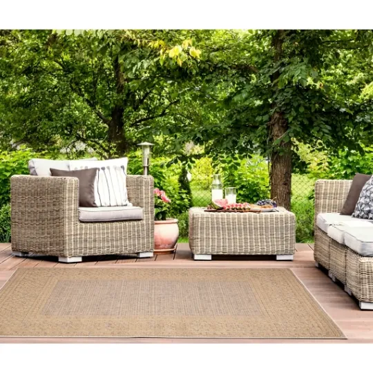 Kirkland's Home Camel Leopard Border Outdoor Area Rug, 5X7- Outdoor Rugs