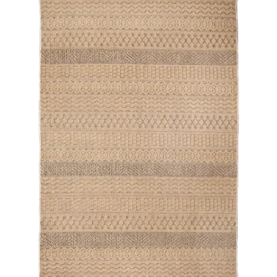 Kirkland's Home Camel Linear Sundry Outdoor Area Rug, 6X9- Outdoor Rugs