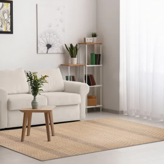 Kirkland's Home Camel Linear Sundry Outdoor Area Rug, 6X9- Outdoor Rugs