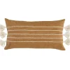 Kirkland's Home Camel Vegan Leather Tasseled Lumbar Pillow- Pillows