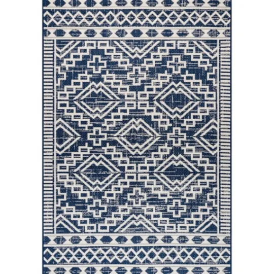 Kirkland's Home Cammie Blue Moroccan Tribal Outdoor Rug, 5X8- Outdoor Rugs