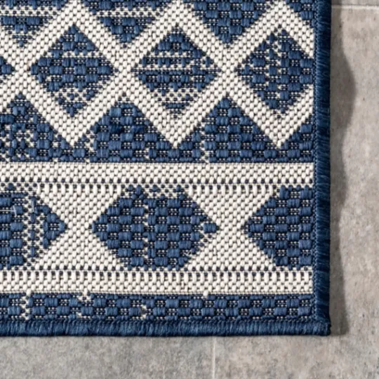 Kirkland's Home Cammie Blue Moroccan Tribal Outdoor Rug, 5X8- Outdoor Rugs